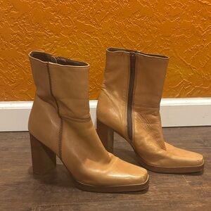 Tan Leather Ankle Boots